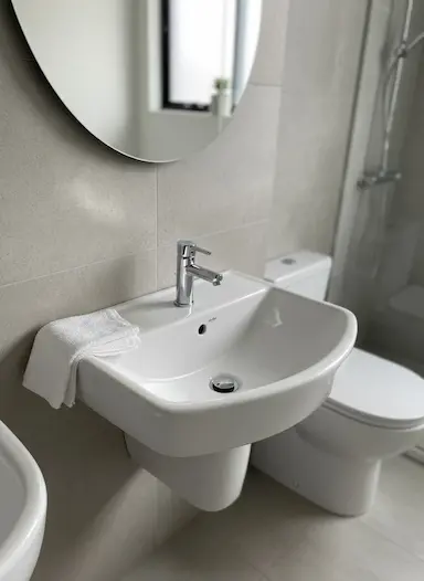 Раковина для ванной, Особенности: Глянцевое, Угловая форма, Материал: Керамика