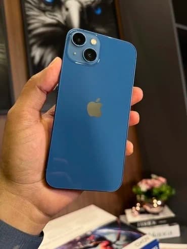 IPhone 13, Б/у, 256 ГБ, Синий, Зарядное устройство, Защитное стекло, Чехол, 87 %