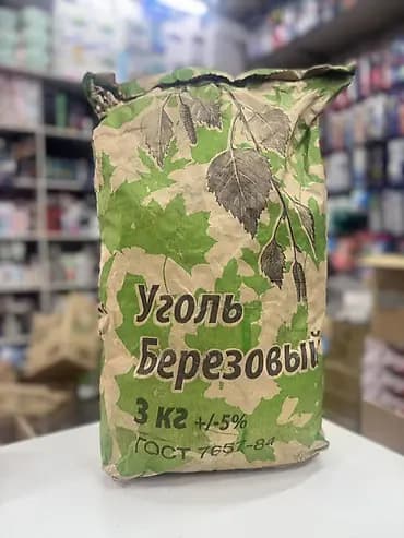Древесный уголь, Березовый, Вес упаковки: 3 кг