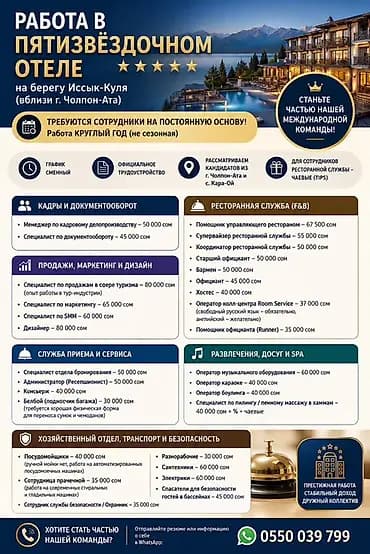 Требуется сотрудник: Отель, Оплата: Ежемесячно