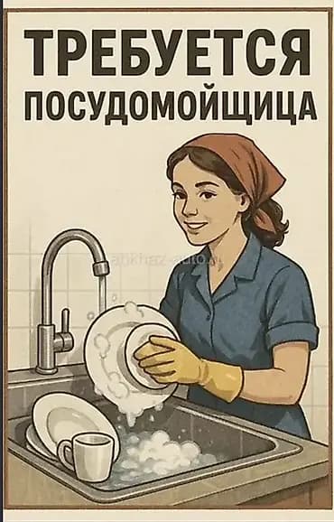 Вакансия: посудомойщица Обязанности: - Мытье и сушка посуды, столовых