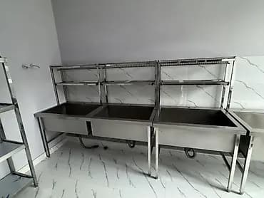 Промышленные моечные ванны и столы из нержавеющей стали, стеллажи,стол