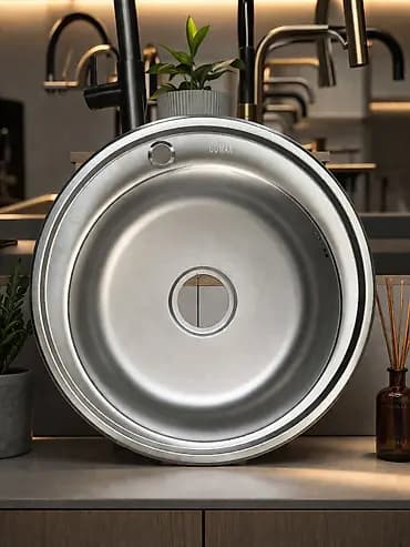 Кухонная мойка круглая 510 мм (нержавеющая сталь) Стильная и