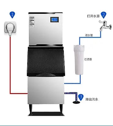 Промышленный ледогенератор с емкостью для хранения и встроенной