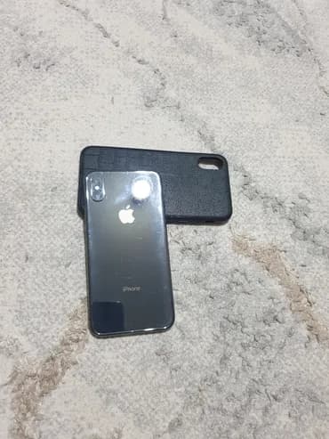 IPhone X, Б/у, 64 ГБ, Черный, Чехол, 76 %