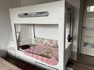 Унаа түрүндөгү керебеттер: Балдар үчүн эки ярустуу, ЛДСП, түсү - Ак lalafo.kg да — 1 Унаа түрүндөгү керебеттер: Балдар үчүн эки ярустуу, ЛДСП, түсү - Ак — 1