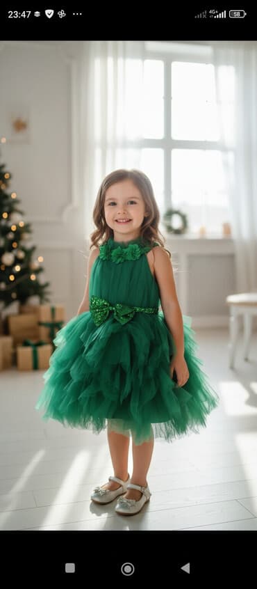 Детское платье, цвет - Зеленый at lalafo.kg Детское платье, цвет - Зеленый