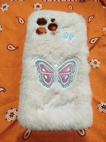Пушистый чехол для смартфона с бабочками - Материал: мягкий at lalafo.kg Пушистый чехол для смартфона с бабочками - Материал: мягкий