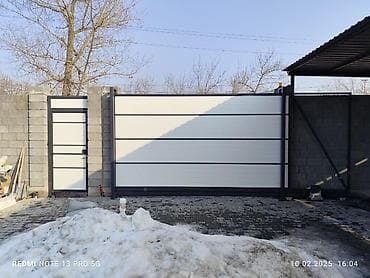 Откатные ворота и калитки из сендвич-панелей под индивидуальный проем at lalafo.kg Откатные ворота и калитки из сендвич-панелей под индивидуальный проем