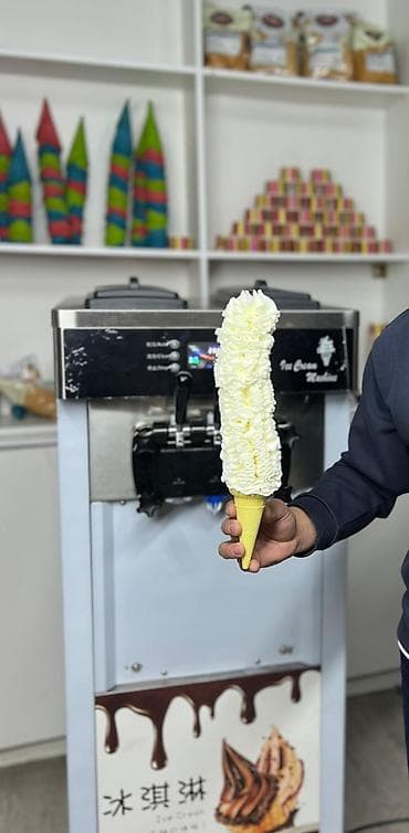 Мягкое мороженое в вафельном рожке — высокая порция с нежным сливочным at lalafo.kg Мягкое мороженое в вафельном рожке — высокая порция с нежным сливочным