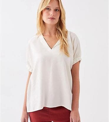 LC WAIKIKI Блузка с вырезом с выемкой, однотонная, с коротким рукавом at lalafo.kg LC WAIKIKI Блузка с вырезом с выемкой, однотонная, с коротким рукавом