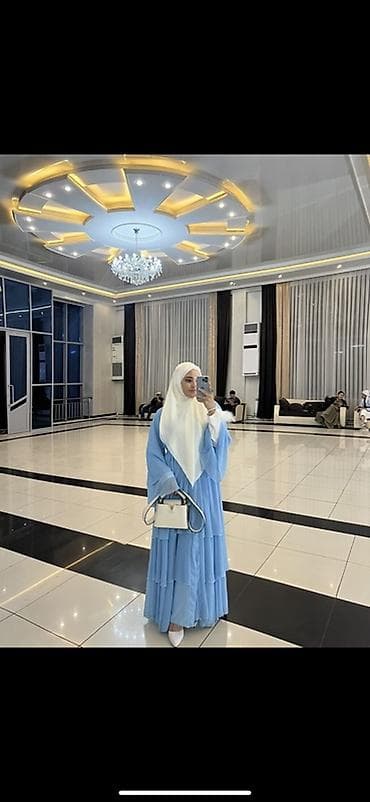 Платье-хиджаб в нежно-голубом цвете - Длинное свободное платье с at lalafo.kg Платье-хиджаб в нежно-голубом цвете - Длинное свободное платье с