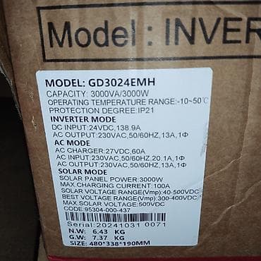 Күндүн панелдери: Гибридный сетевой/солнечный инвертор Techfine GD3024EMH Новый lalafo.kg да — 3 Күндүн панелдери: Гибридный сетевой/солнечный инвертор Techfine GD3024EMH Новый — 3