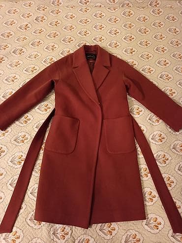 Пальто, Халат, Осень-весна, По колено, С поясом, M at lalafo.kg Пальто, Халат, Осень-весна, По колено, С поясом, M