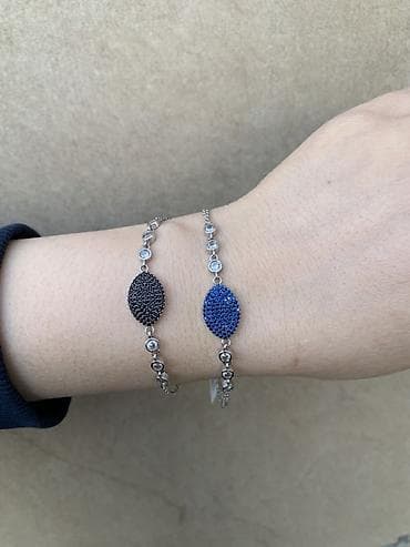 Күмүш сөйкөлөр: Браслеты с овальными подвесками из микро-камней из Серебра 925. - lalafo.kg да — 2 Күмүш сөйкөлөр: Браслеты с овальными подвесками из микро-камней из Серебра 925. - — 2