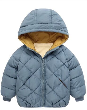 Детская стёганая куртка с капюшоном. - Теплая и лёгкая, с пуховым at lalafo.kg Детская стёганая куртка с капюшоном. - Теплая и лёгкая, с пуховым