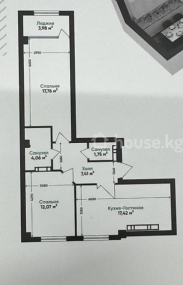 3 комнаты, 65 м², Элитка, 6 этаж, Готовая ПСО (под самоотделку) at lalafo.kg 3 комнаты, 65 м², Элитка, 6 этаж, Готовая ПСО (под самоотделку)