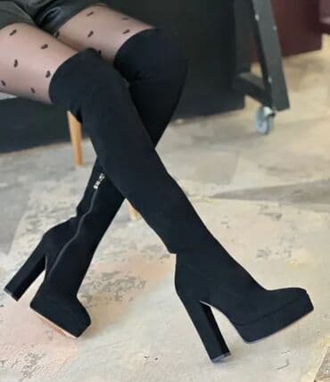 СРОЧН ПРОДАЕТСЯ‼️ Черные женские ботфорты на высоком устойчивом at lalafo.kg СРОЧН ПРОДАЕТСЯ‼️ Черные женские ботфорты на высоком устойчивом