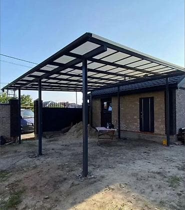 Металлический навес с поликарбонатным покрытием. Эта конструкция может at lalafo.kg Металлический навес с поликарбонатным покрытием. Эта конструкция может