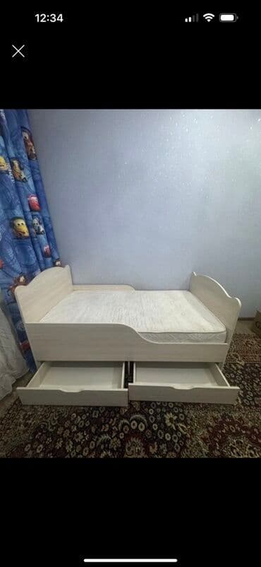 Детская кровать с бортиками и выдвижными ящиками - Тип at lalafo.kg Детская кровать с бортиками и выдвижными ящиками - Тип