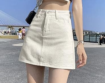 Юбка, Модель юбки: Трапеция, Мини, Джинс, Высокая талия at lalafo.kg Юбка, Модель юбки: Трапеция, Мини, Джинс, Высокая талия