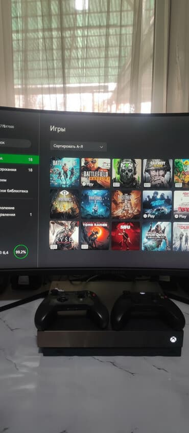 Xbox One X + 2 беспроводных геймпада. Комплектация: - Консоль Xbox at lalafo.kg Xbox One X + 2 беспроводных геймпада. Комплектация: - Консоль Xbox