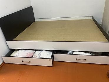 Двуспальная кровать, С ящиком для хранения, длина - 200 см at lalafo.kg Двуспальная кровать, С ящиком для хранения, длина - 200 см