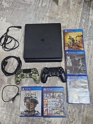 PlayStation 4 Slim с комплектом аксессуаров и игр. В набор входит: - at lalafo.kg PlayStation 4 Slim с комплектом аксессуаров и игр. В набор входит: -