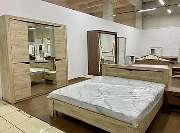 Спальный гарнитур, Б/у, Комод, С матрасом, Двуспальная кровать, цвет - Бежевый at lalafo.kg Спальный гарнитур, Б/у, Комод, С матрасом, Двуспальная кровать, цвет - Бежевый