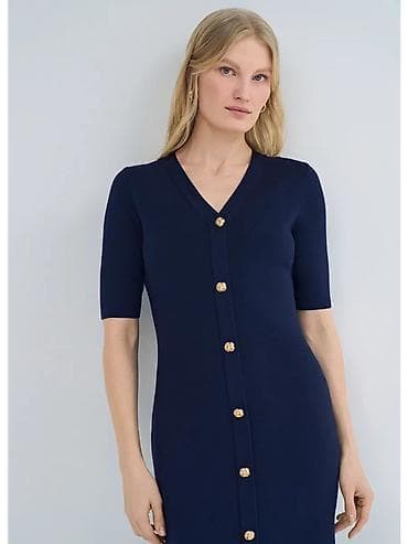 Трикотажное платье Ostin богатого темно-синего цвета с V-вырезом! at lalafo.kg Трикотажное платье Ostin богатого темно-синего цвета с V-вырезом!