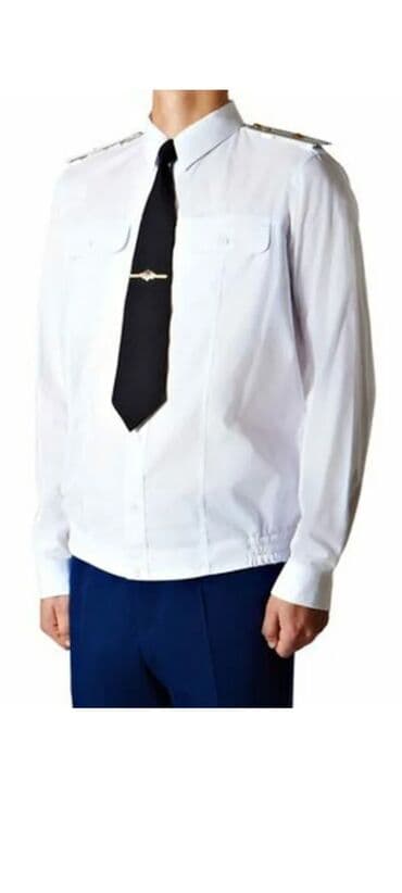 Белая форменная рубашка с длинным рукавом и накладными карманами с at lalafo.kg Белая форменная рубашка с длинным рукавом и накладными карманами с