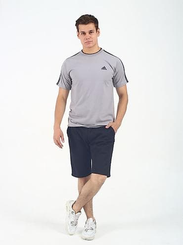 Мужская спортивная футболка adidas - Цвет: серый - Классический at lalafo.kg Мужская спортивная футболка adidas - Цвет: серый - Классический