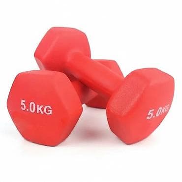 Гантели неопреновые, шестигранные, 5.0 кг каждая (пара) - Вес: 5.0 кг at lalafo.kg Гантели неопреновые, шестигранные, 5.0 кг каждая (пара) - Вес: 5.0 кг