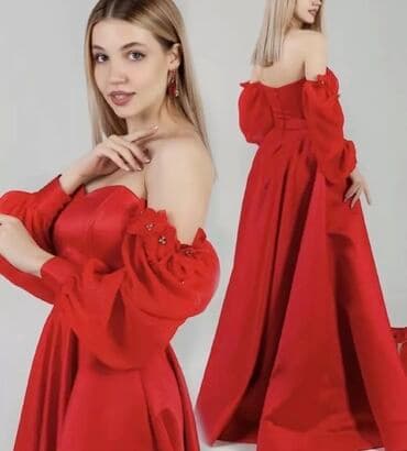 Вечернее платье, Длинная модель, Тафта, С рукавами, M at lalafo.kg Вечернее платье, Длинная модель, Тафта, С рукавами, M