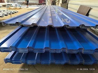Профнастил металлический с полимерным покрытием, синий цвет lalafo.kg да Профнастил металлический с полимерным покрытием, синий цвет
