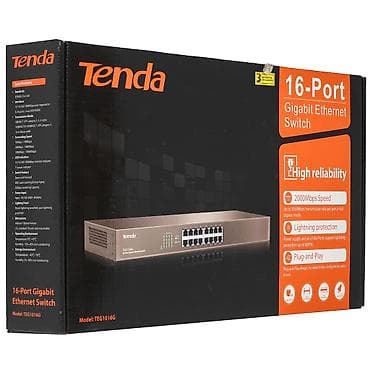 Гигабитный хаб Tenda TEG1016G - 16-ти портовый коммутатор для at lalafo.kg Гигабитный хаб Tenda TEG1016G - 16-ти портовый коммутатор для