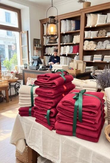 Набор махровых полотенец бордового цвета - Комплектация: стопки at lalafo.kg Набор махровых полотенец бордового цвета - Комплектация: стопки