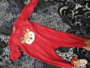 Комбинезоны для малышей (на молнии) - Красный флисовый с мелким at lalafo.kg Комбинезоны для малышей (на молнии) - Красный флисовый с мелким