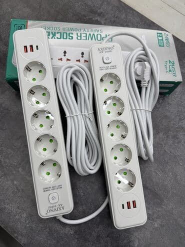 Сетевой фильтр с предохранителем пять розеток, удлинитель 5 м с USB и at lalafo.kg Сетевой фильтр с предохранителем пять розеток, удлинитель 5 м с USB и