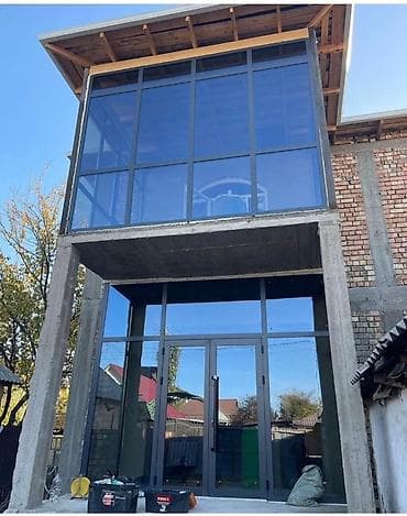 Панорамное остекление фасада и входной группы - Современная at lalafo.kg Панорамное остекление фасада и входной группы - Современная