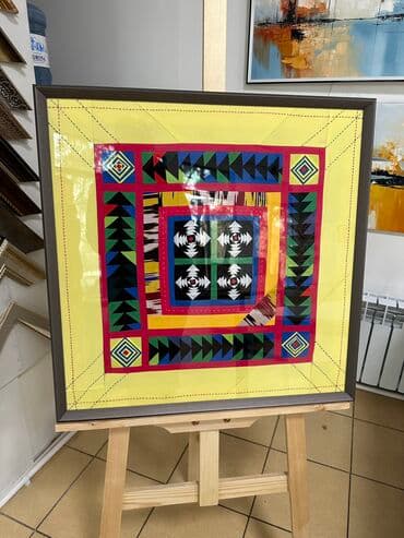 Для декора дома. Ручная работа. Панно в технике курак. В рамке. Размер at lalafo.kg Для декора дома. Ручная работа. Панно в технике курак. В рамке. Размер