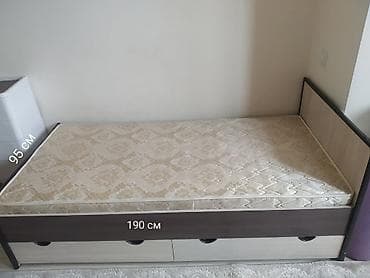 Односпальная кровать с матрасом и выдвижными ящиками в отличном lalafo.kg да Односпальная кровать с матрасом и выдвижными ящиками в отличном