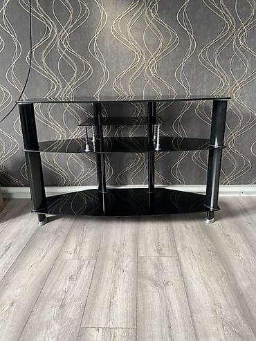 Тумба и подставка для телевизора, Напольная, Стекло, цвет - Черный at lalafo.kg Тумба и подставка для телевизора, Напольная, Стекло, цвет - Черный