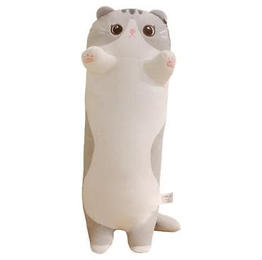 Мягкая подушка-обнимашка «Котик» - Форма: длинный плюшевый кот с at lalafo.kg Мягкая подушка-обнимашка «Котик» - Форма: длинный плюшевый кот с