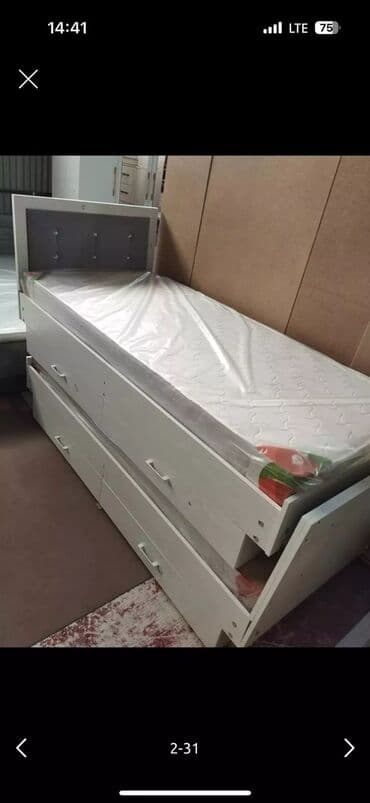 Односпальная кровать, Новый, С матрасом, длина - 205 см at lalafo.kg Односпальная кровать, Новый, С матрасом, длина - 205 см