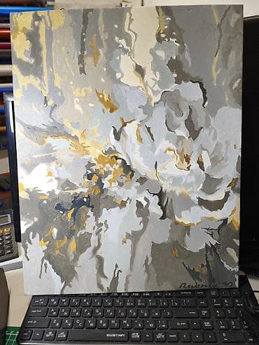 Абстрактная картина на холсте. - Техника: акрил по холсту на at lalafo.kg Абстрактная картина на холсте. - Техника: акрил по холсту на