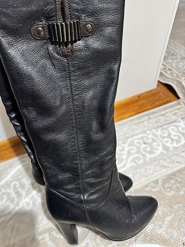 Кожа! Женские высокие сапоги из натуральной кожи, черные. - Форма at lalafo.kg Кожа! Женские высокие сапоги из натуральной кожи, черные. - Форма