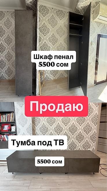 Тумба и подставка для телевизора, Б/у, Напольная, Дерево, Самовывоз, цвет - Серый at lalafo.kg Тумба и подставка для телевизора, Б/у, Напольная, Дерево, Самовывоз, цвет - Серый