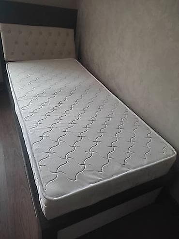 Односпальная кровать, С матрасом, длина - 200 см at lalafo.kg Односпальная кровать, С матрасом, длина - 200 см