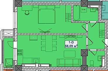 Студия, 58 м² at lalafo.kg Студия, 58 м²
